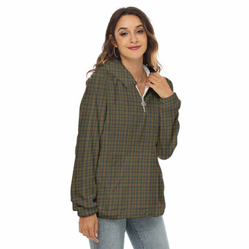 Limerick County Ireland Tartan Women's Borg Fleece Hoodie with Half Zip