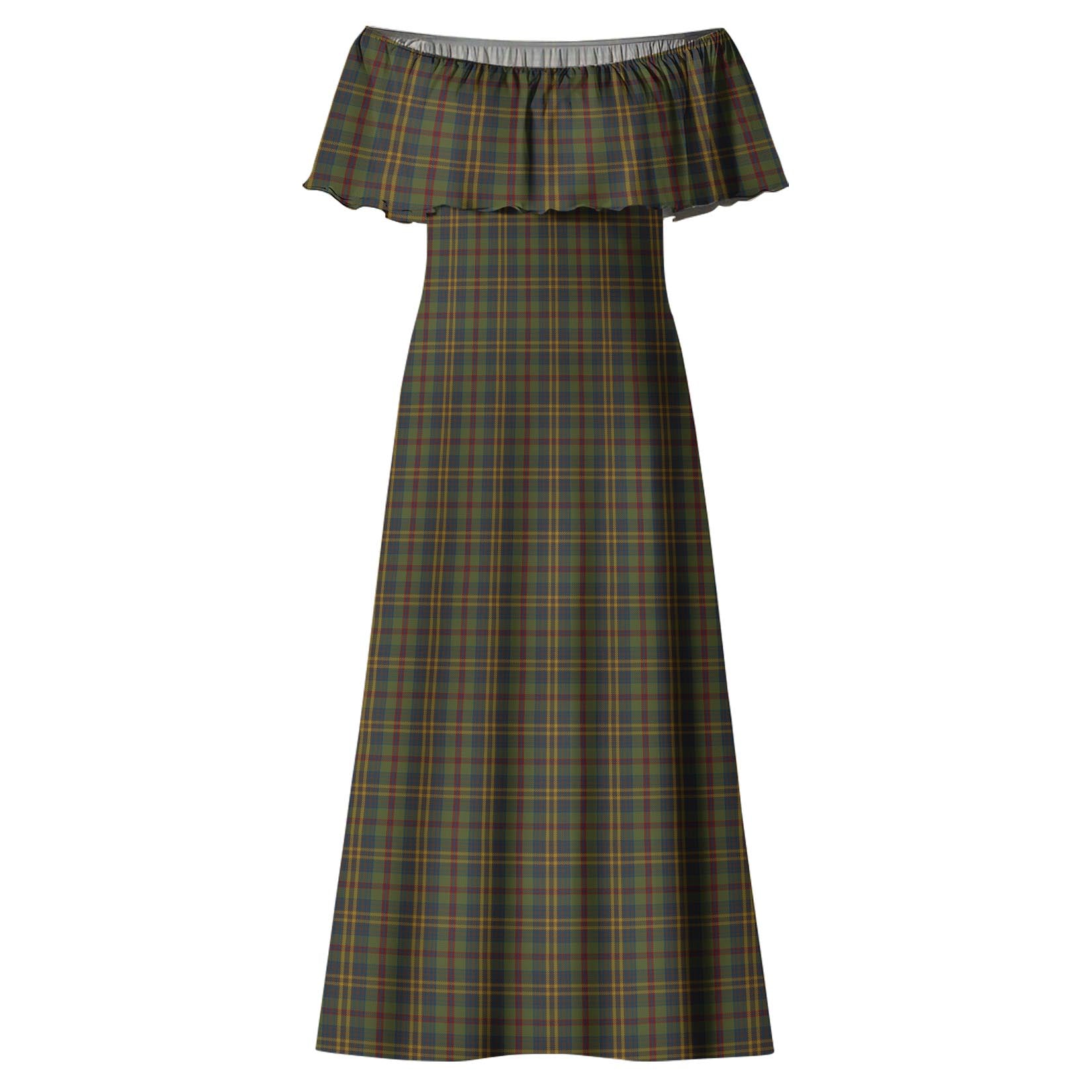 Limerick County Ireland Tartan Off Shoulder Long Dress - Tartanvibesclothing