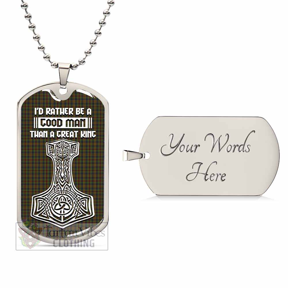 Tartan Vibes Clothing Limerick County Ireland Tartan Dog Tag Necklace Viking Mjolnir Style