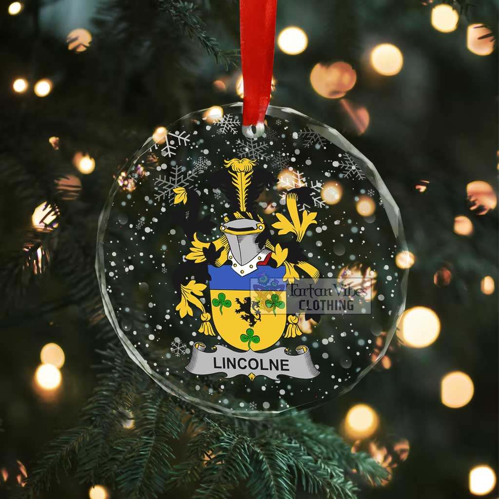 Tartan Vibes Clothing Lincolne Irish Clan Christmas Glass Ornament with Coat of Arms