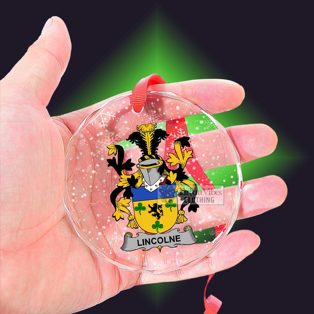 Tartan Vibes Clothing Lincolne Irish Clan Christmas Glass Ornament with Coat of Arms