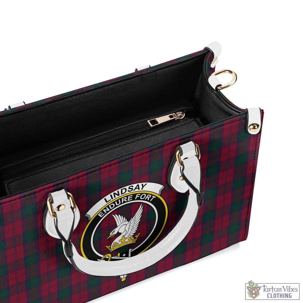 Tartan Vibes Clothing Lindsay Tartan Luxury Leather Handbags with Family Crest