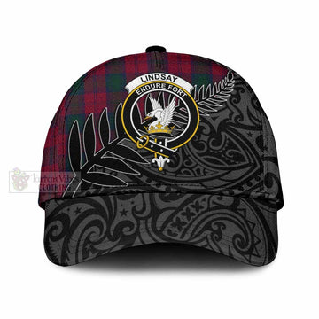 Lindsay Crest Tartan Classic Cap with New Zealand Silver Fern Half Style