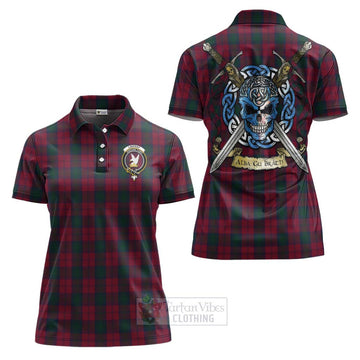 Lindsay Tartan Women's Polo Shirt with Family Crest Celtic Skull Style