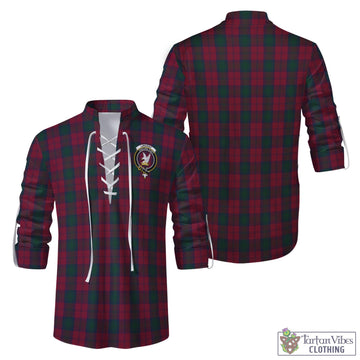 Lindsay Tartan Men's Scottish Traditional Jacobite Ghillie Kilt Shirt with Family Crest