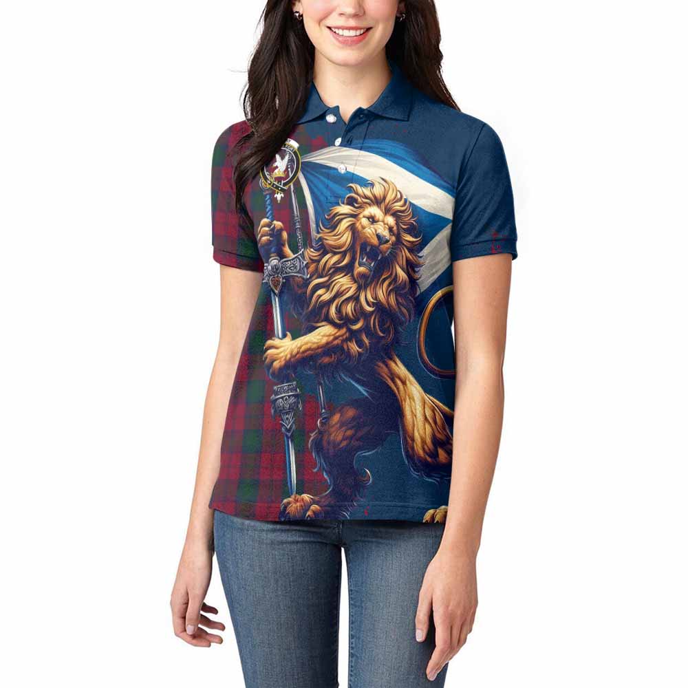 Tartan Vibes Clothing Lindsay Tartan Family Crest Women's Polo Shirt with Scottish Majestic Lion