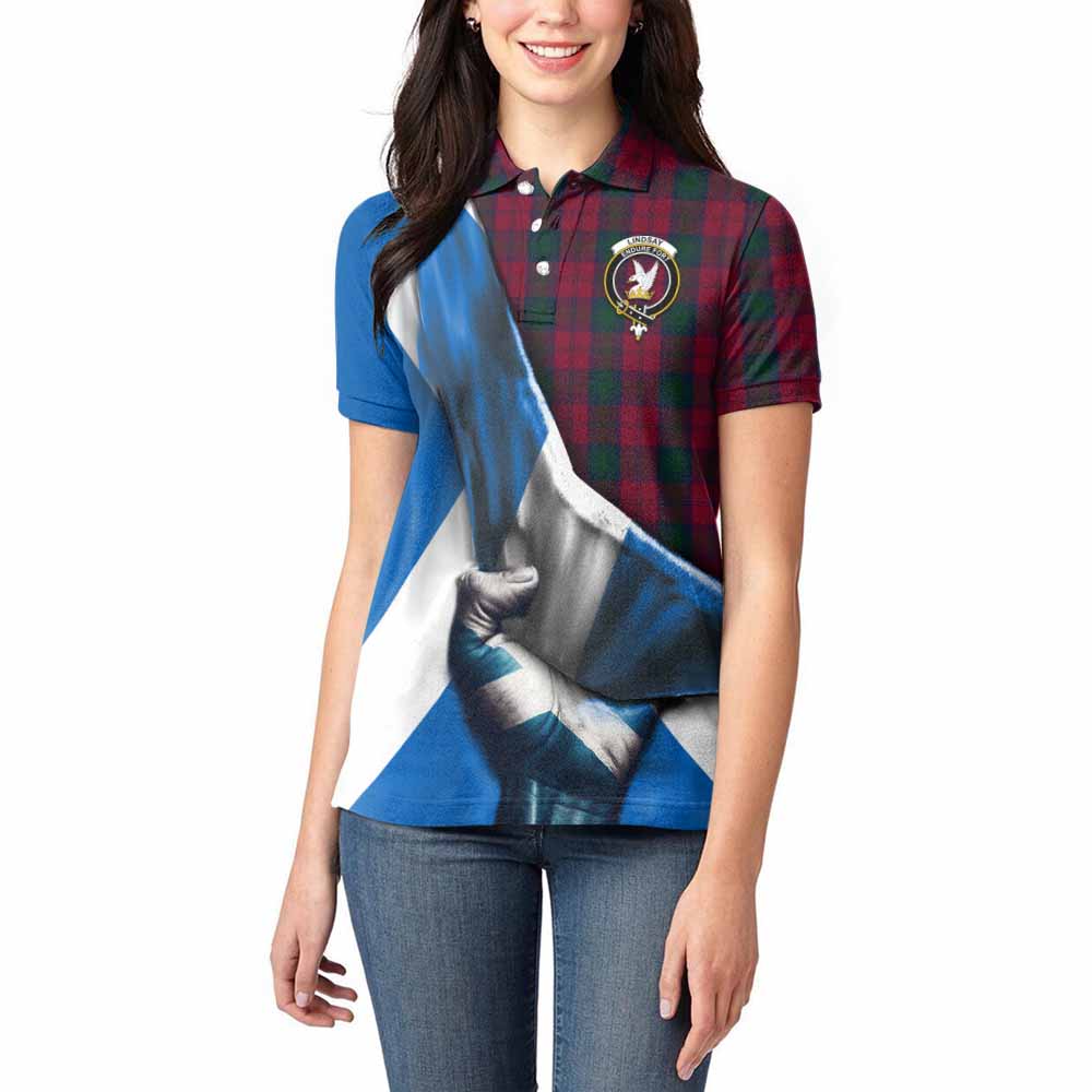 Tartan Vibes Clothing Lindsay Tartan Women's Polo Shirt with Family Crest Scotland Patriotic Style