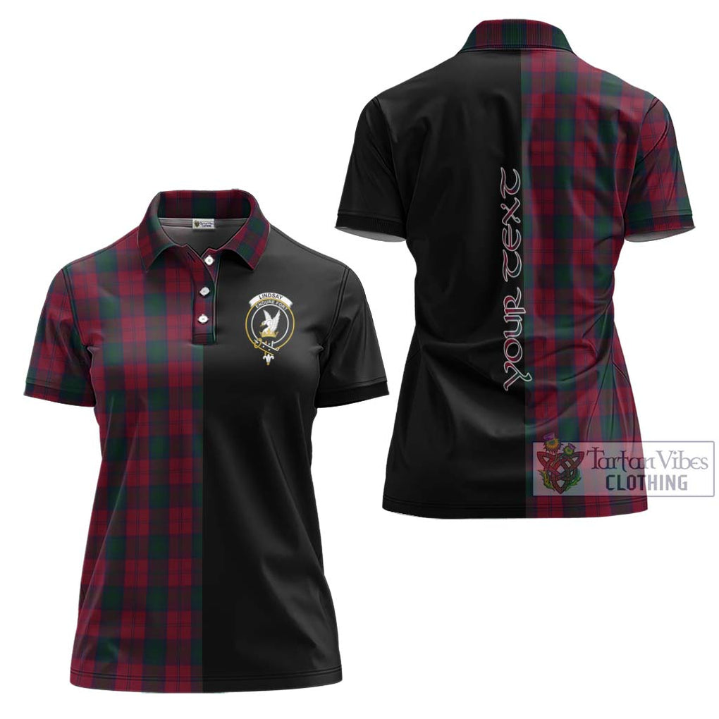 Lindsay Tartan Women's Polo Shirt with Family Crest and Half Of Me Style Women - Tartanvibesclothing Shop