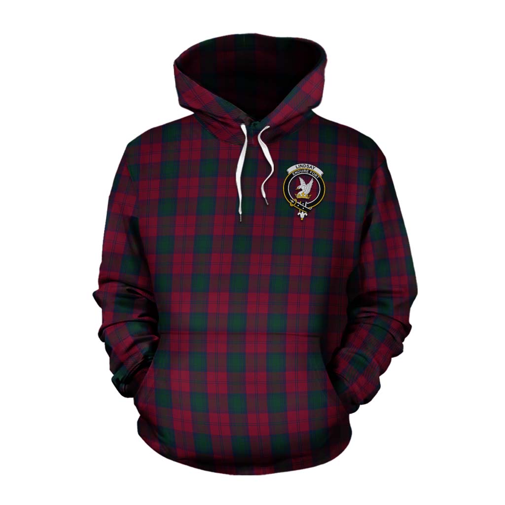 Tartan Vibes Clothing Lindsay Tartan Cotton Hoodie with Family Crest Celtic Skull Style