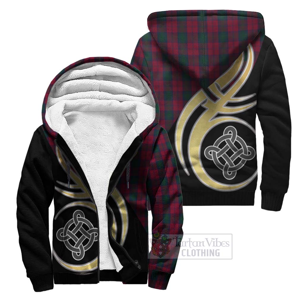 Lindsay Tartan Sherpa Hoodie with Family Crest and Celtic Symbol Style Unisex S - Tartan Vibes Clothing