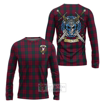 Lindsay Tartan Long Sleeve T-Shirt with Family Crest Celtic Skull Style