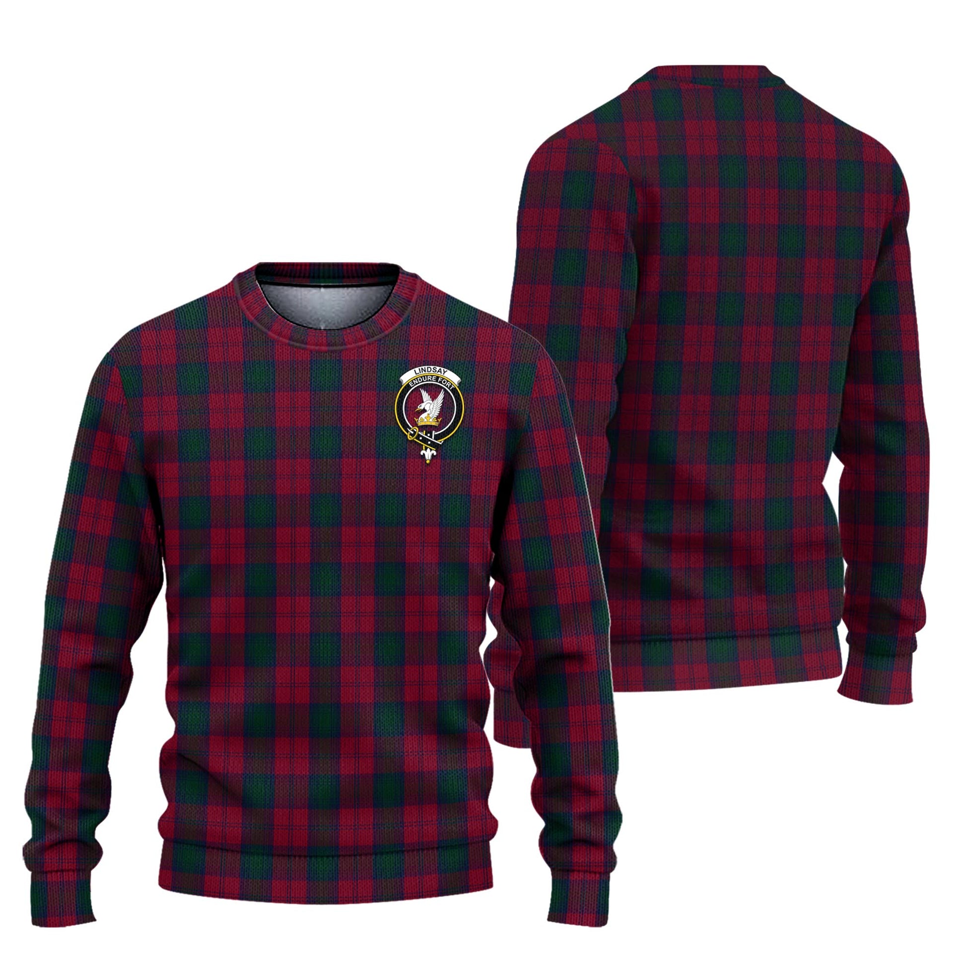 Lindsay Tartan Knitted Sweater with Family Crest Unisex - Tartanvibesclothing