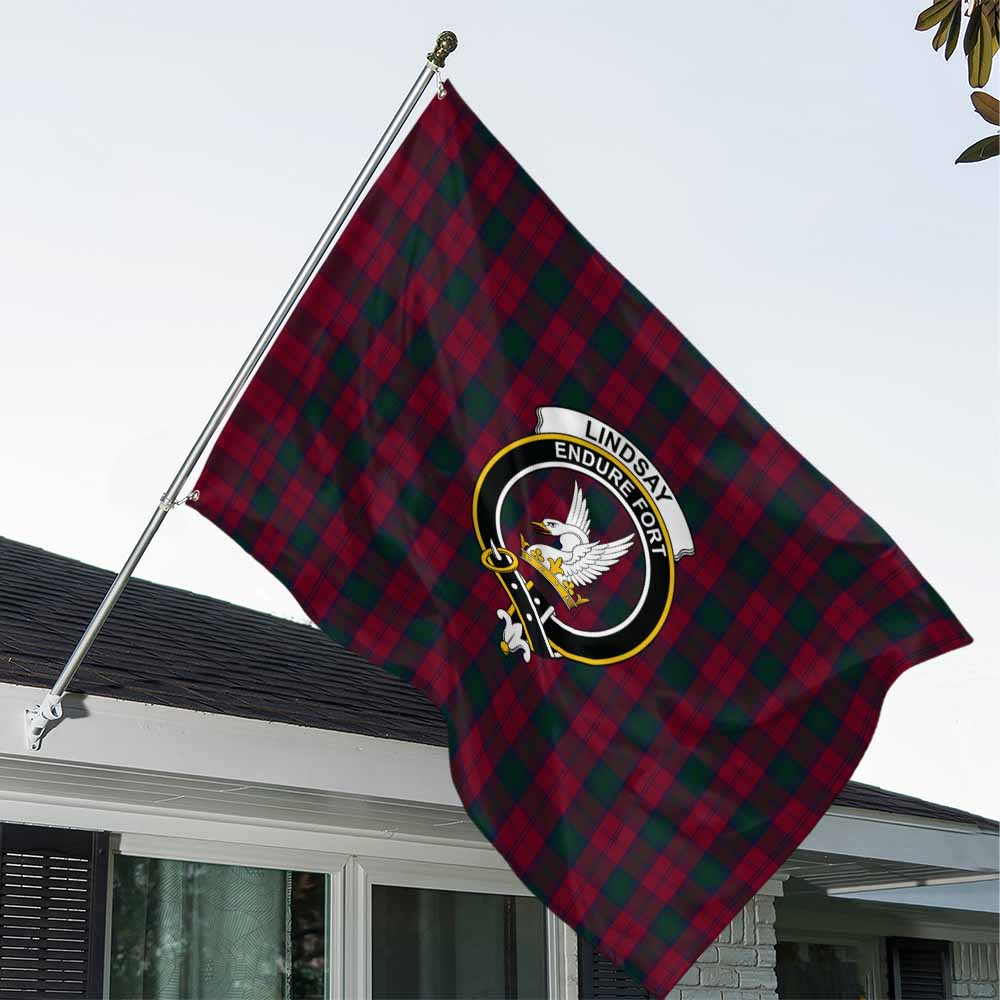 Tartan Vibes Clothing Lindsay Tartan House Flag with Family Crest