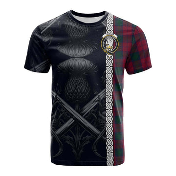 Lindsay Tartan Cotton T-shirt with Family Crest Cross Sword Thistle Celtic Vibes