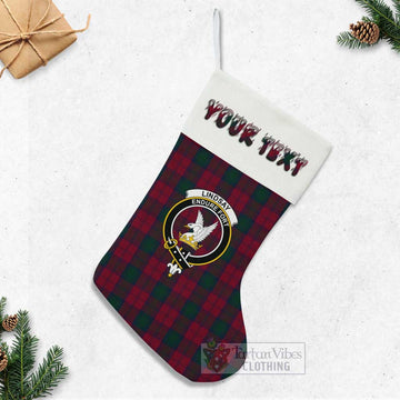 Lindsay Tartan Family Crest Christmas Stocking with Personalized Text