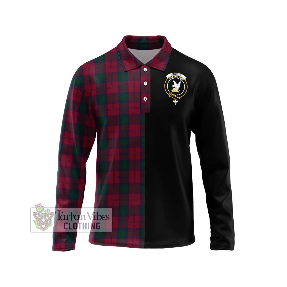 Tartan Vibes Clothing Lindsay Tartan Long Sleeve Polo Shirt with Family Crest and Half Of Me Style