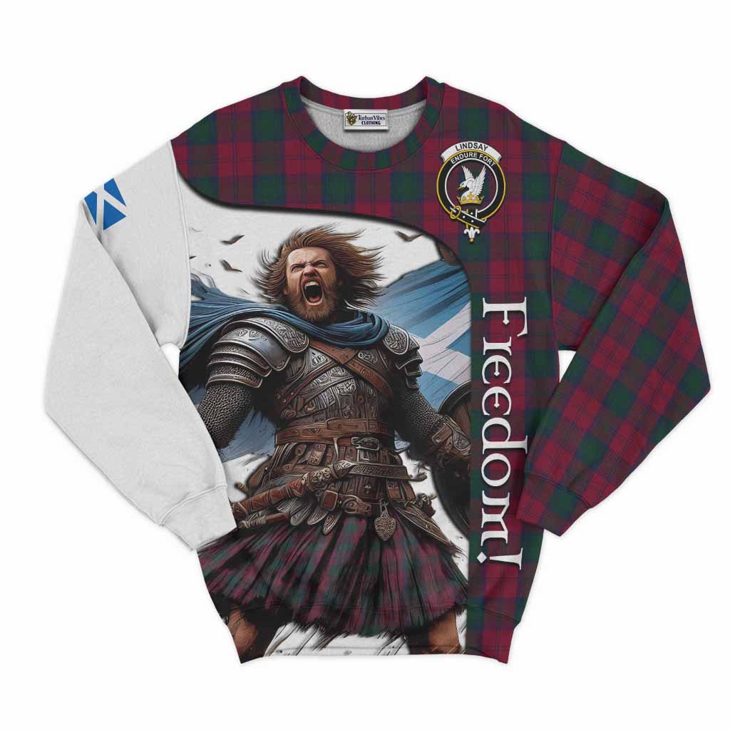 Tartan Vibes Clothing Lindsay Crest Tartan Sweatshirt Inspired by the Freedom of Scottish Warrior