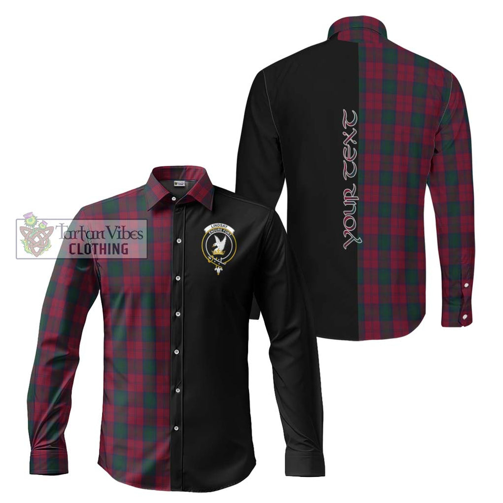 Lindsay Tartan Long Sleeve Button Shirt with Family Crest and Half Of Me Style Men's Shirt S - Tartanvibesclothing Shop