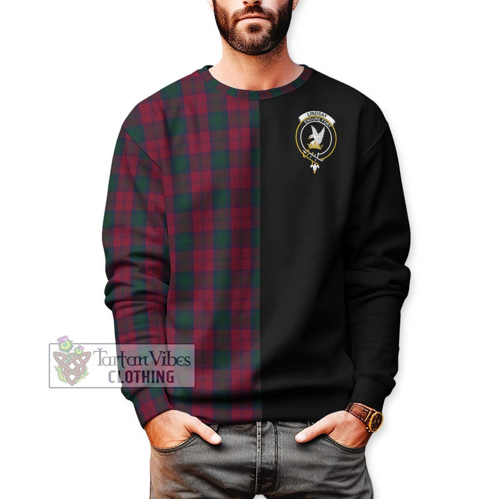 Lindsay Tartan Sweatshirt with Family Crest and Half Of Me Style Unisex - Tartanvibesclothing Shop