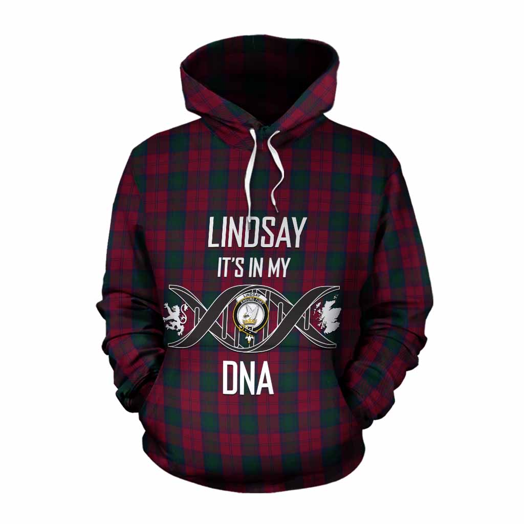 Tartan Vibes Clothing Lindsay Tartan Cotton Hoodie with Family Crest DNA In Me Style