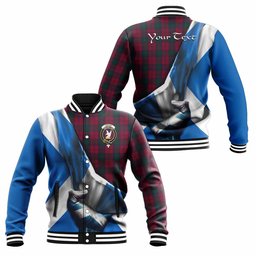 Tartan Vibes Clothing Lindsay Tartan Baseball Jacket with Family Crest Scotland Patriotic Style