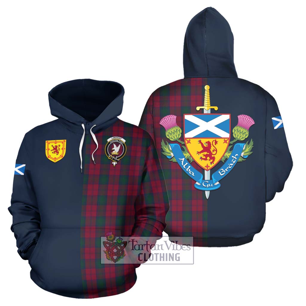 Tartan Vibes Clothing Lindsay Tartan Hoodie with Scottish Lion Royal Arm Half Style