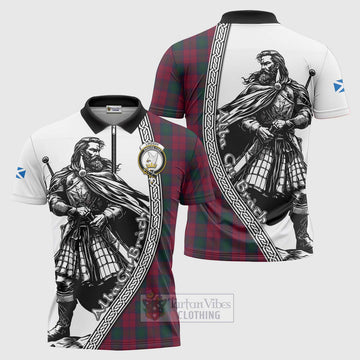 Lindsay Tartan Clan Crest Zipper Polo Shirt with Highlander Warrior Celtic Style