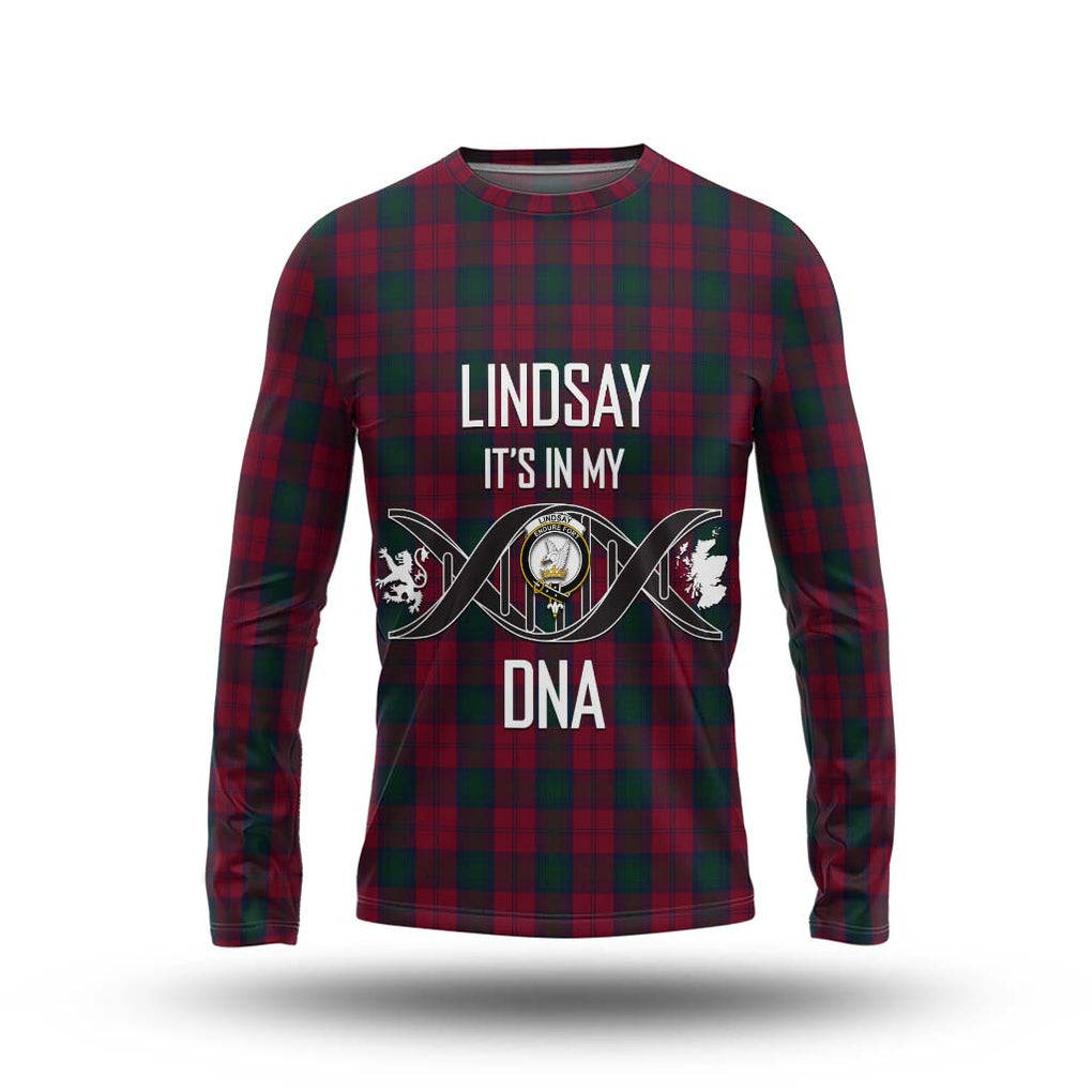 Lindsay Tartan Long Sleeve T-Shirt with Family Crest DNA In Me Style Unisex - Tartanvibesclothing Shop