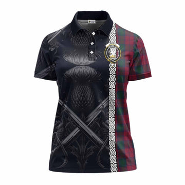 Lindsay Tartan Women's Polo Shirt with Family Crest Cross Sword Thistle Celtic Vibes