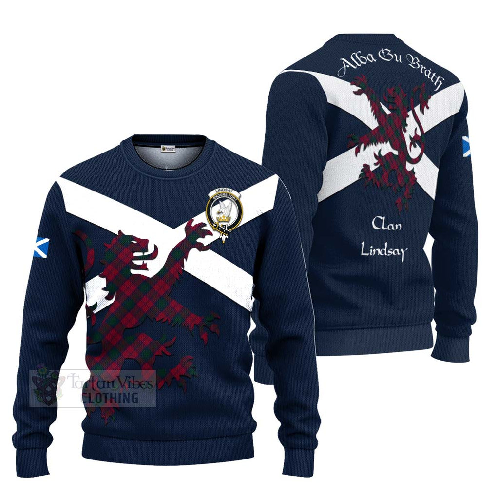 Tartan Vibes Clothing Lindsay Tartan Lion Rampant Knitted Sweater – Proudly Display Your Heritage with Alba Gu Brath and Clan Name