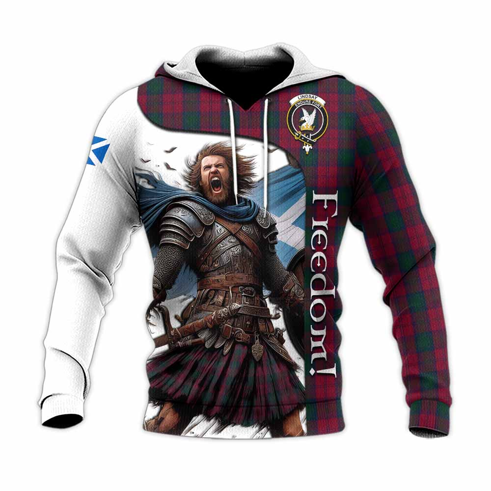 Tartan Vibes Clothing Lindsay Crest Tartan Knitted Hoodie Inspired by the Freedom of Scottish Warrior