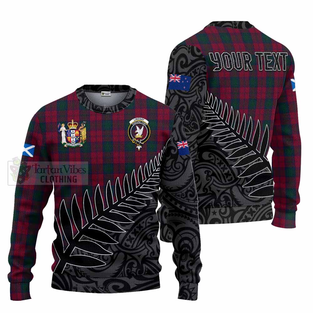 Lindsay Crest Tartan Knitted Sweater with New Zealand Silver Fern Half Style Unisex - Tartan Vibes Clothing