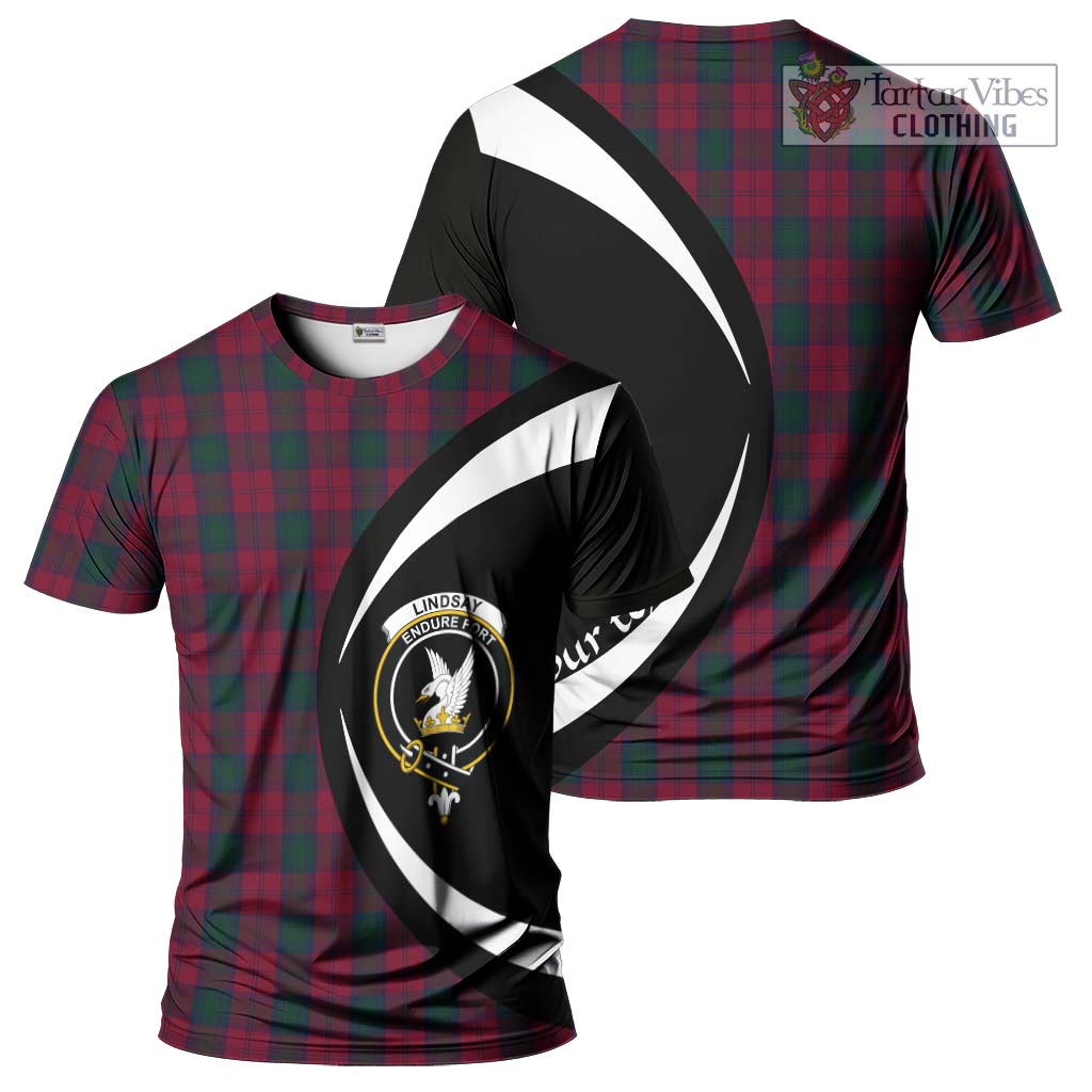 Tartan Vibes Clothing Lindsay Tartan T-Shirt with Family Crest Circle Style