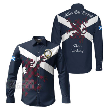 Lindsay Tartan Lion Rampant Long Sleeve Button Shirt Proudly Display Your Heritage with Alba Gu Brath and Clan Name