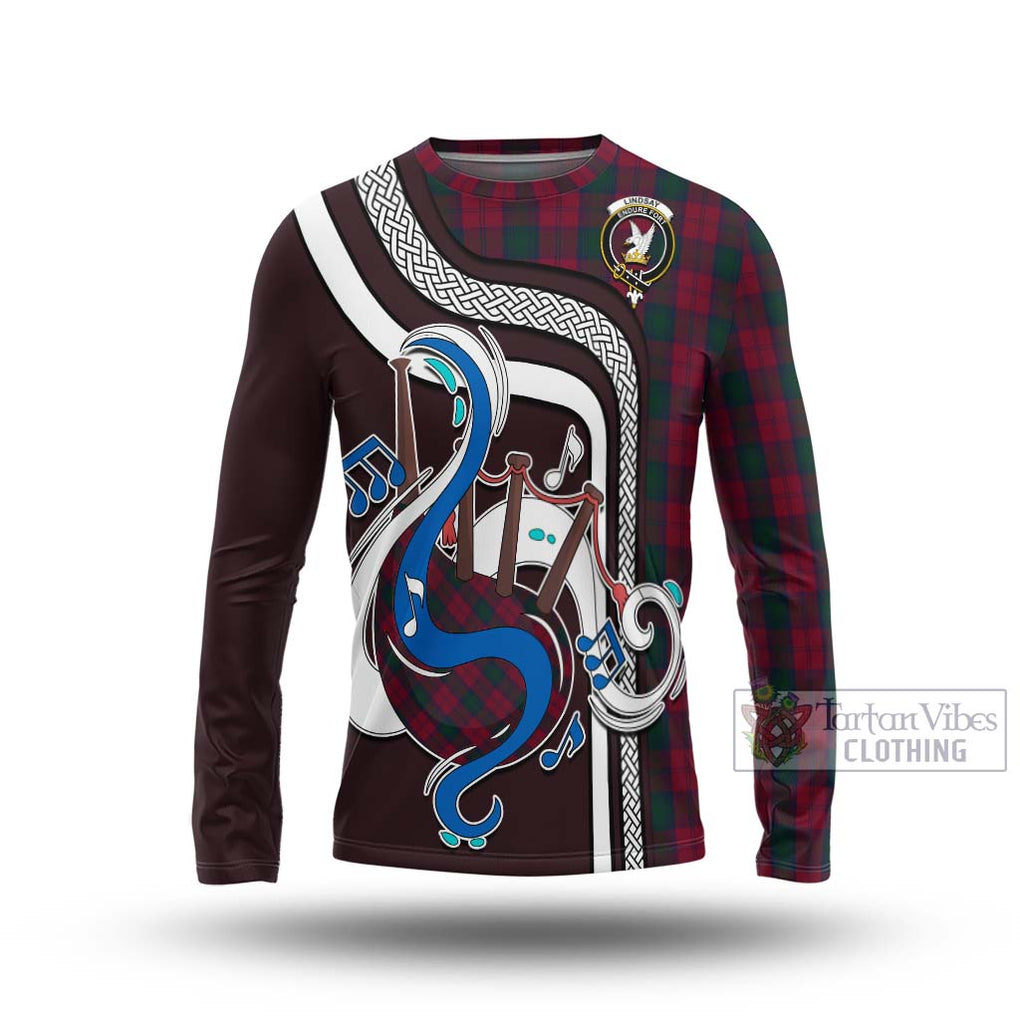 Tartan Vibes Clothing Lindsay Tartan Long Sleeve T-Shirt with Epic Bagpipe Style