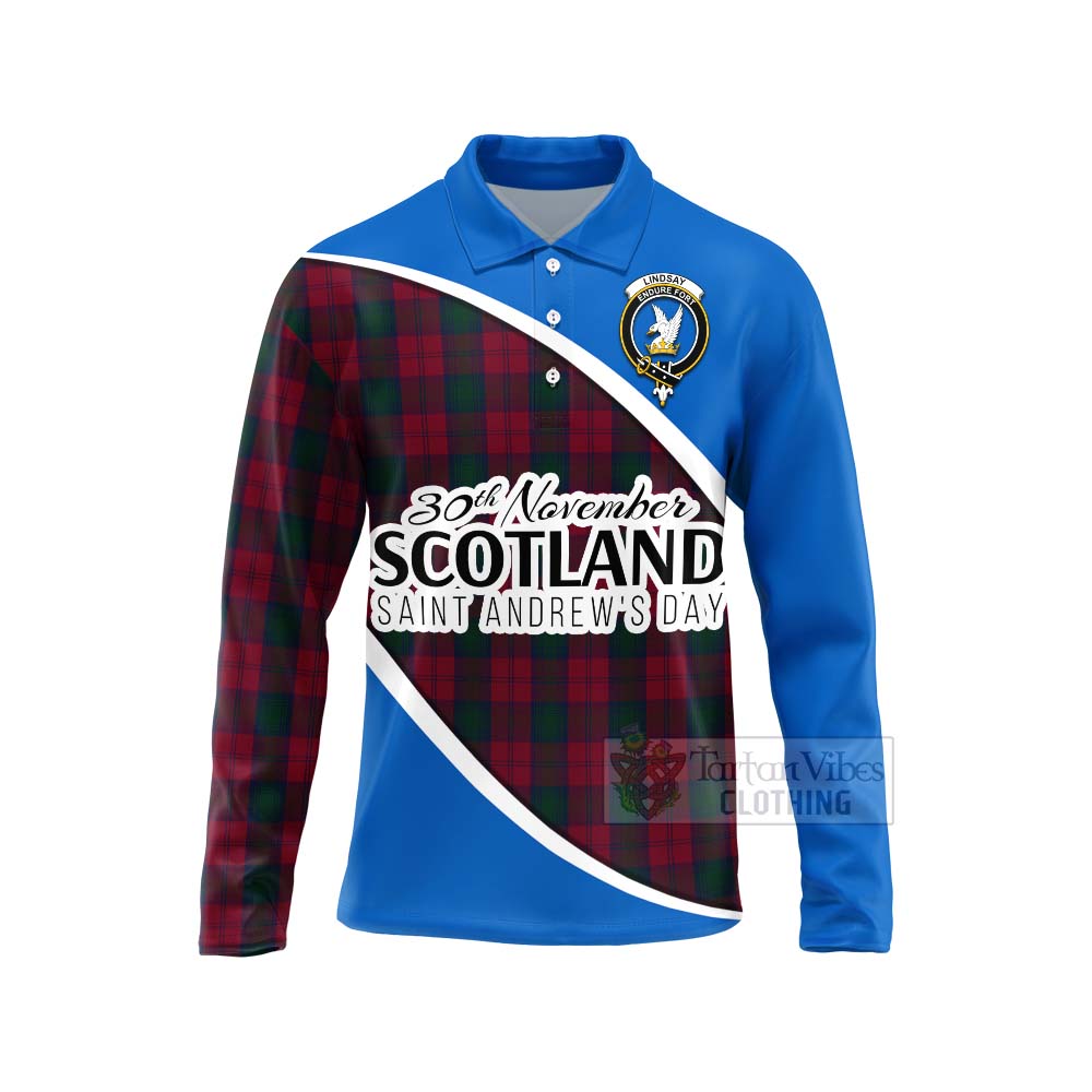 Tartan Vibes Clothing Lindsay Family Crest Tartan Long Sleeve Polo Shirt Celebrate Saint Andrew's Day in Style