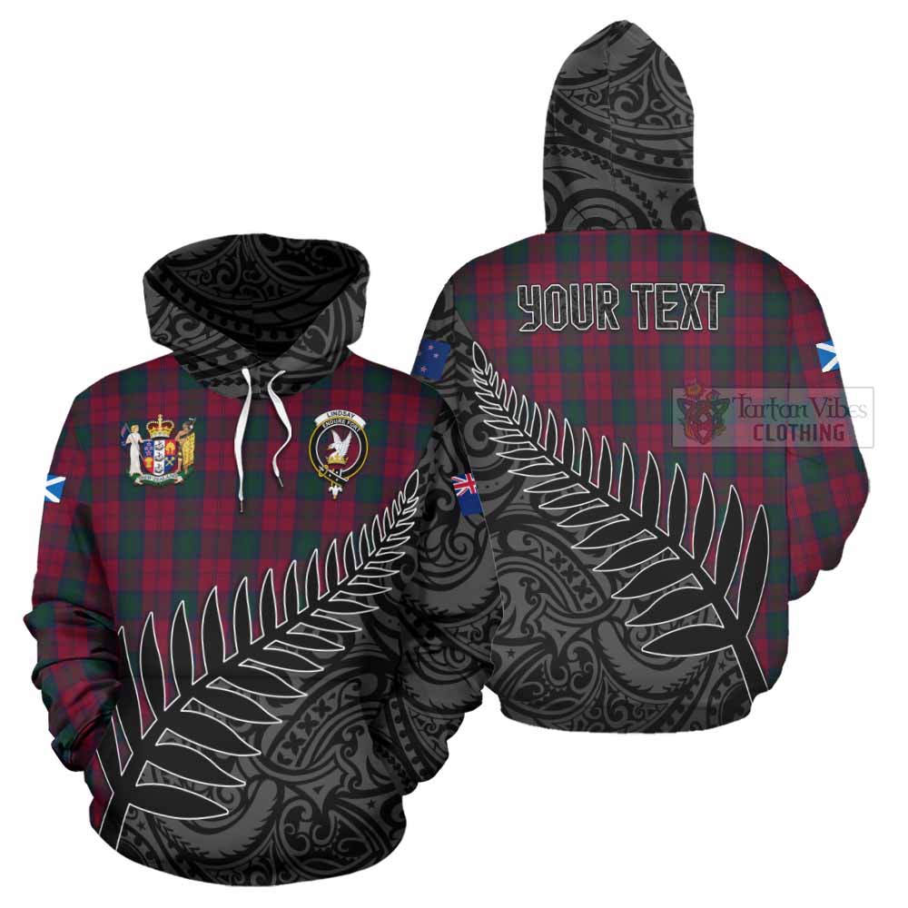 Tartan Vibes Clothing Lindsay Crest Tartan Hoodie with New Zealand Silver Fern Half Style