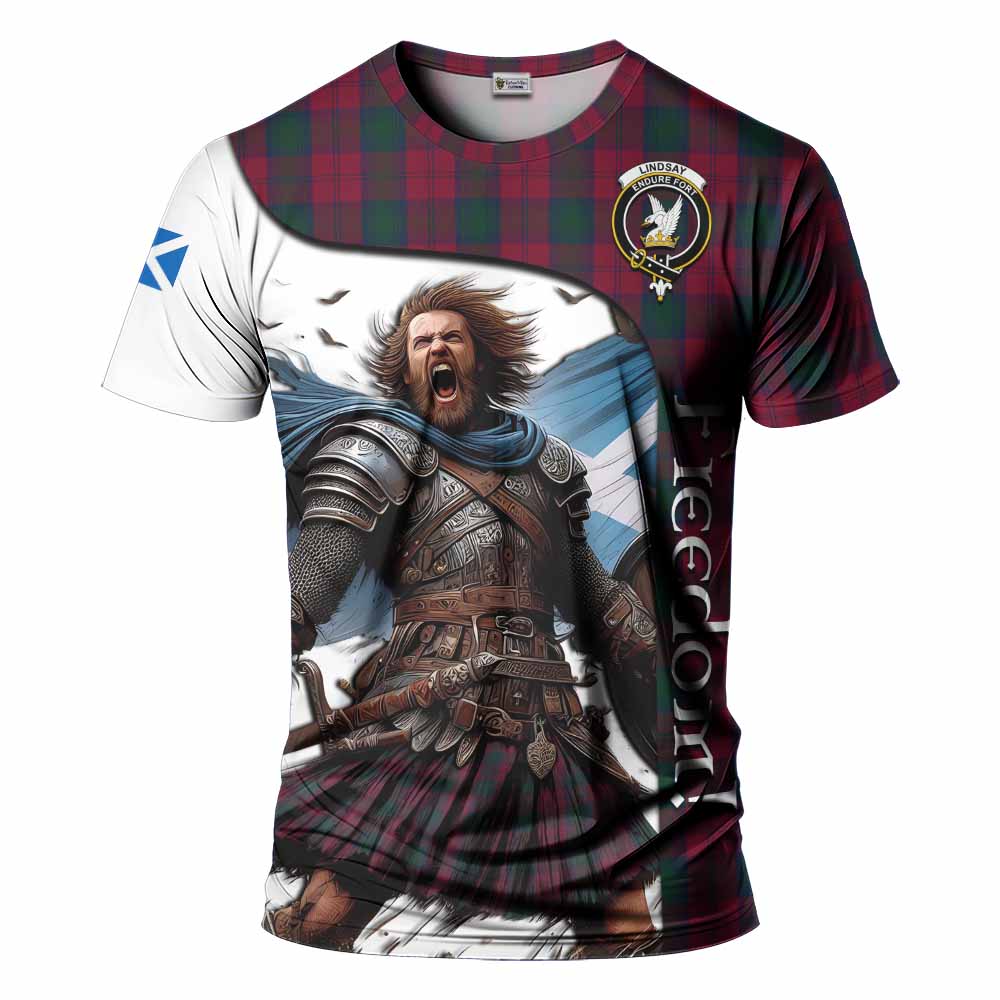 Lindsay Crest Tartan T-Shirt Inspired by the Freedom of Scottish Warrior