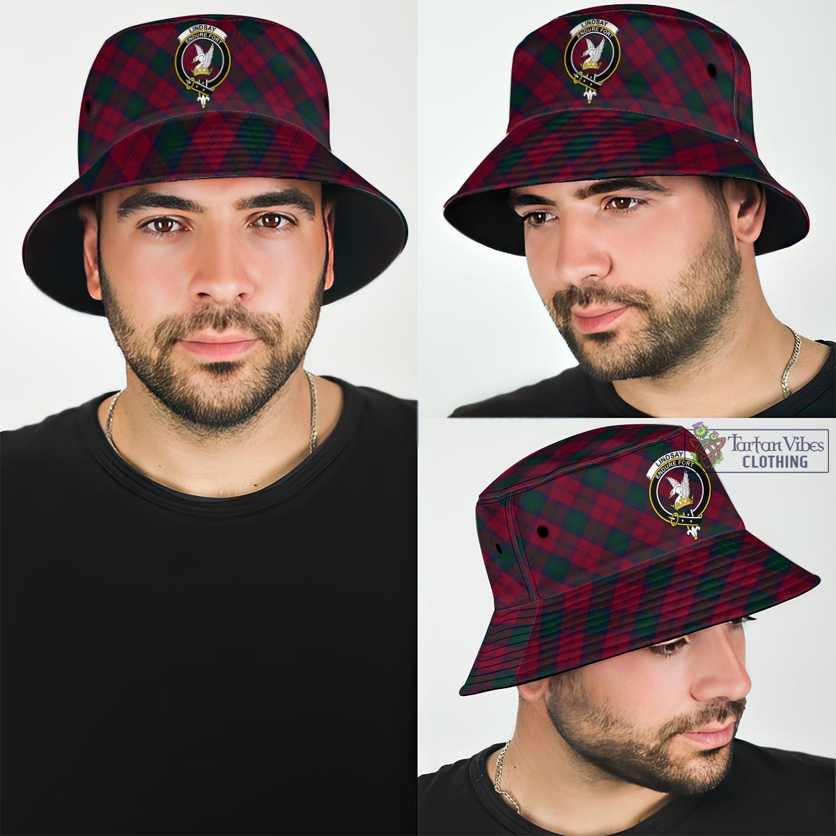 Tartan Vibes Clothing Lindsay Tartan Bucket Hat with Family Crest