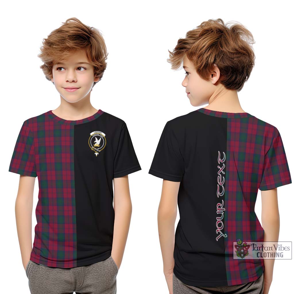 Tartan Vibes Clothing Lindsay Tartan Kid T-Shirt with Family Crest and Half Of Me Style