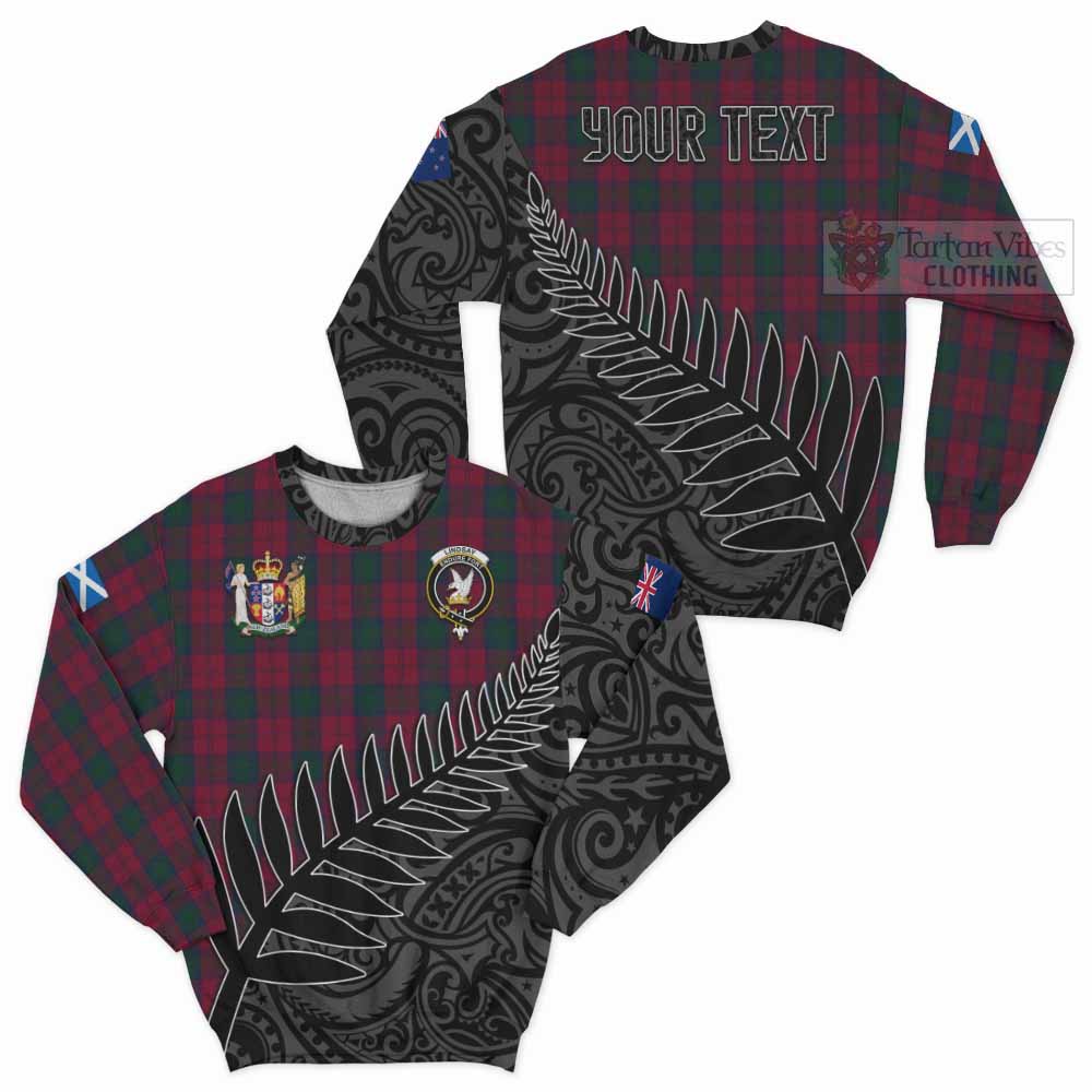 Tartan Vibes Clothing Lindsay Crest Tartan Sweatshirt with New Zealand Silver Fern Half Style