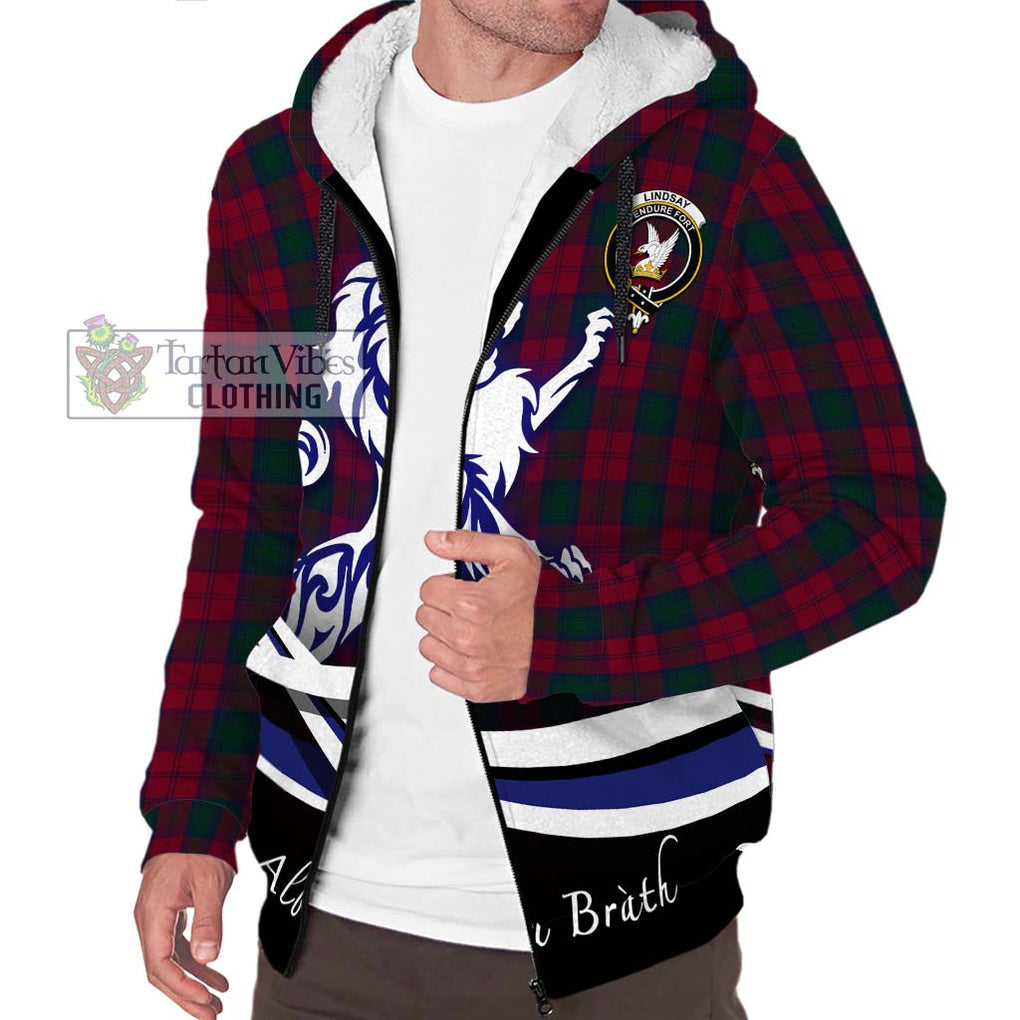 Lindsay Tartan Sherpa Hoodie with Alba Gu Brath Regal Lion Emblem Unisex S - Tartanvibesclothing Shop