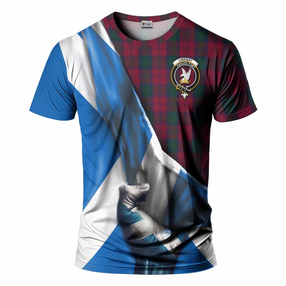 Tartan Vibes Clothing Lindsay Tartan T-Shirt with Family Crest Scotland Patriotic Style