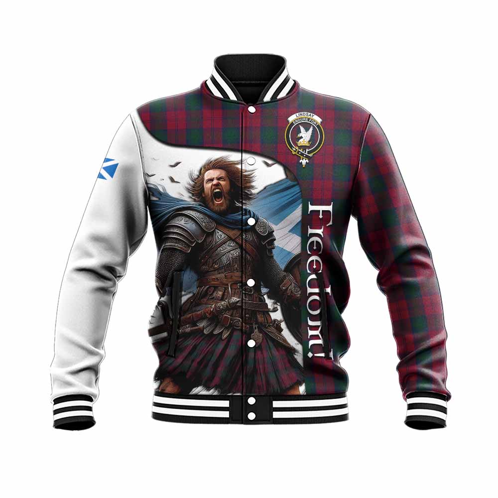 Tartan Vibes Clothing Lindsay Crest Tartan Baseball Jacket Inspired by the Freedom of Scottish Warrior