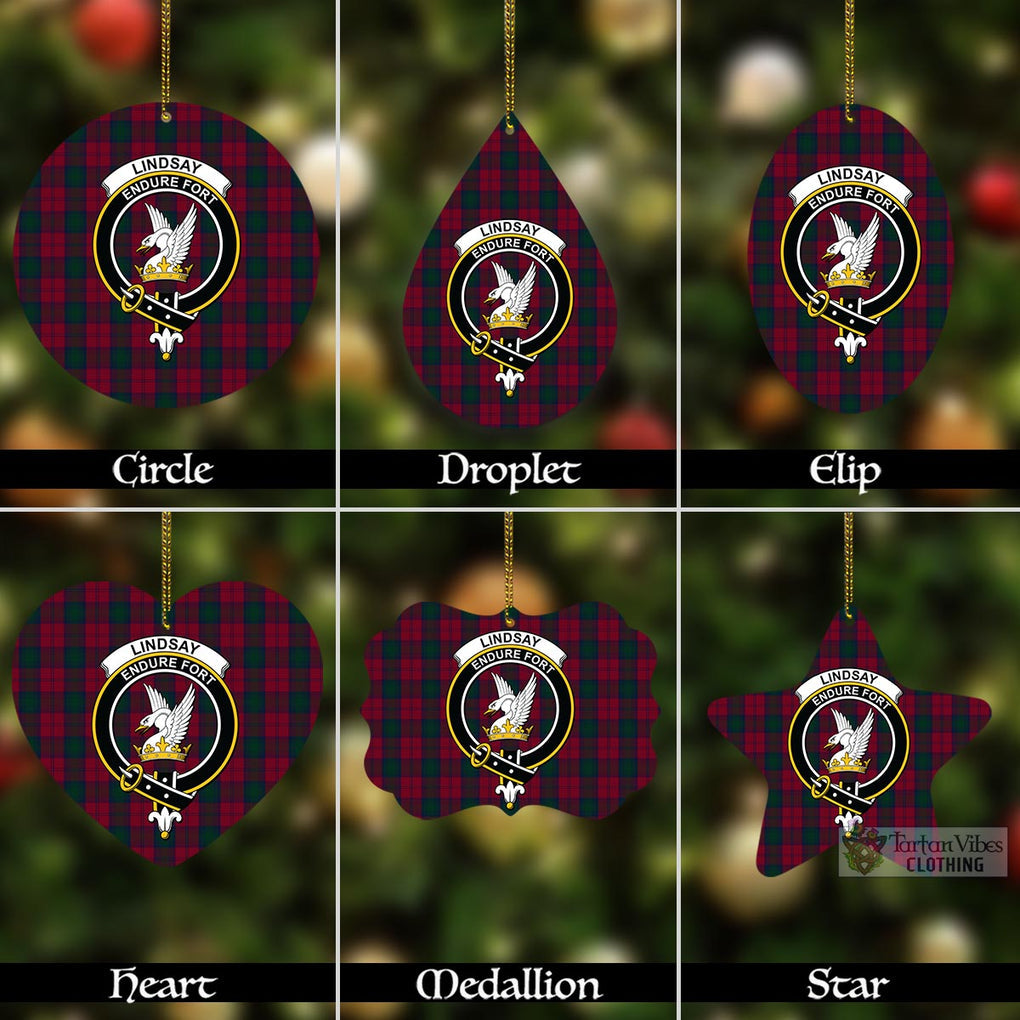 Tartan Vibes Clothing Lindsay Tartan Christmas Aluminium Ornament with Family Crest