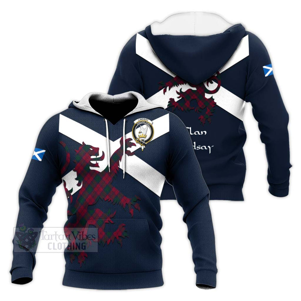 Tartan Vibes Clothing Lindsay Tartan Lion Rampant Knitted Hoodie – Proudly Display Your Heritage with Alba Gu Brath and Clan Name