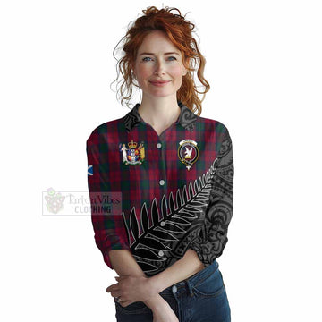 Lindsay Crest Tartan Women's Casual Shirt with New Zealand Silver Fern Half Style