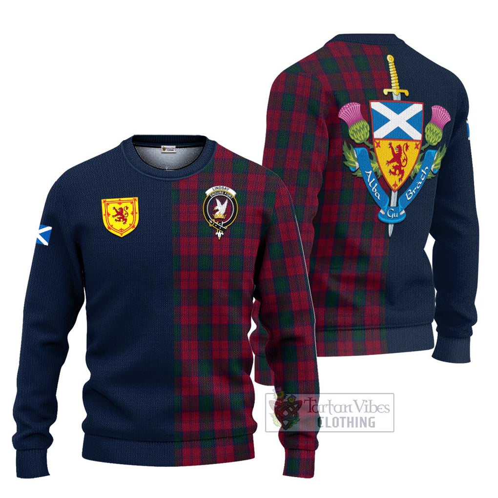 Tartan Vibes Clothing Lindsay Tartan Knitted Sweater with Scottish Lion Royal Arm Half Style