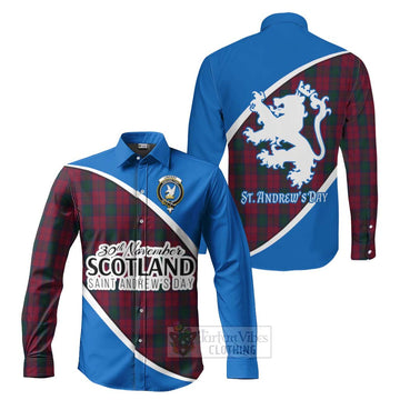 Lindsay Family Crest Tartan Long Sleeve Button Shirt Celebrate Saint Andrew's Day in Style