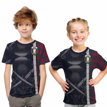 Lindsay Tartan Kid T-Shirt with Family Crest Cross Sword Thistle Celtic Vibes